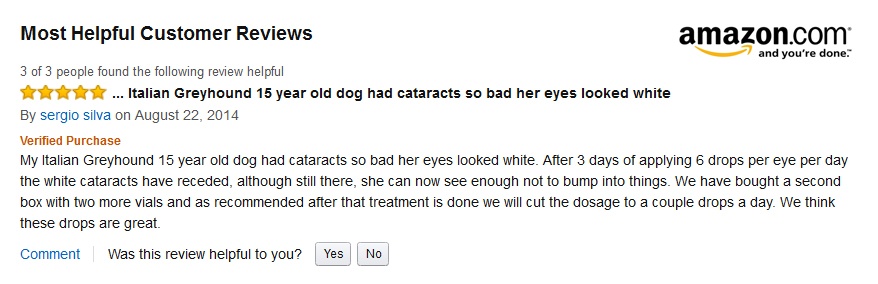 carnosine eye drops for dogs with cataracts 