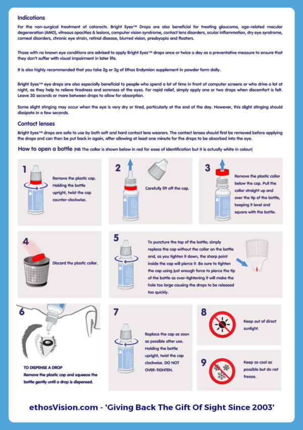 ethos bright eyes instructions doseage EV reverse